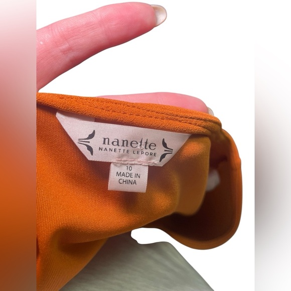 Nanette Leopore Orange Square Neck Zip Up Retro Mini Dress Size 10 - Picture 7 of 7